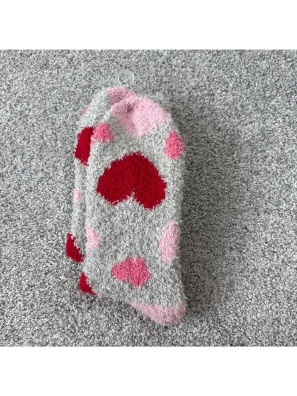 Target Crew Socks Grey with Hearts New Womens 4-10 Fuzzy Cozy